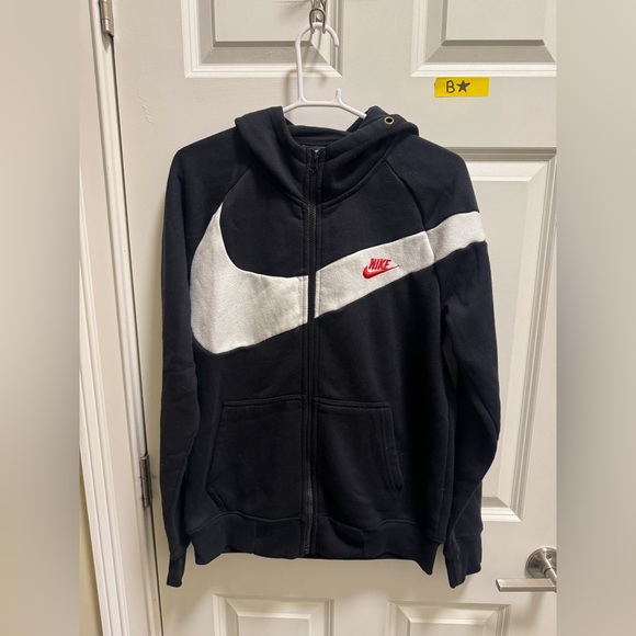 Nike Other - Nike Black and White Hoodie with Red Logo